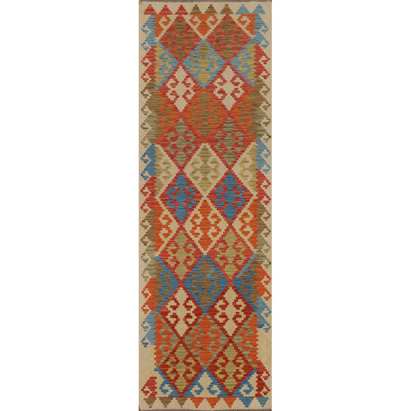 Geometric Kilim Oriental Runner Rug 3x9