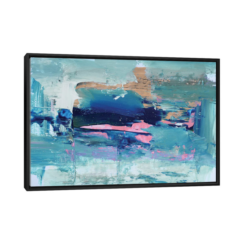 « large ocean », reproduction sur toile, H 18 po x l 26 po x P 1,5 po, Black Framed Canvas, Pas de tapis