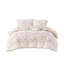 Ensemble d'édredon réversible en coton 4 pièces, ensemble d'édredon à imprimé floral mauve avec coussin décoratif-125981365