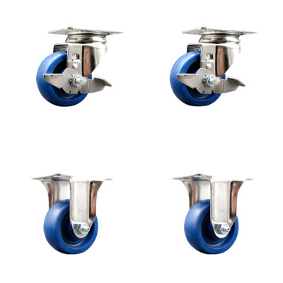 4 Piece Solid Polyurethane Caster Set