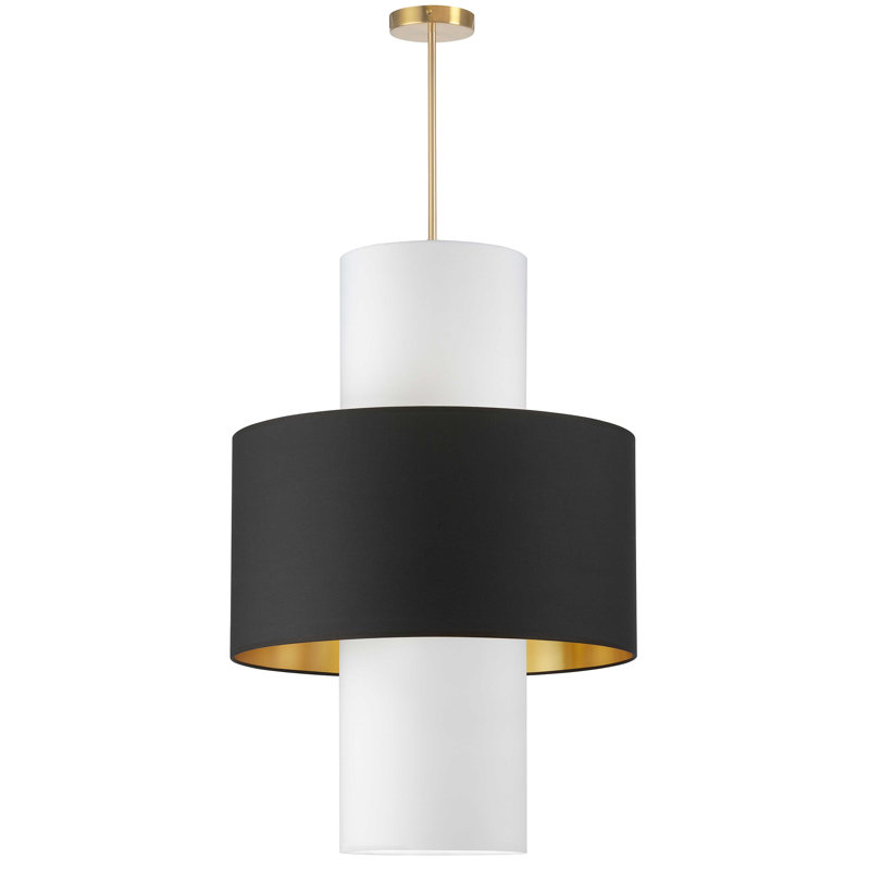 Klisha 4 - Light Dimmable Drum Chandelier, Aged Brass, White/Gold/White
