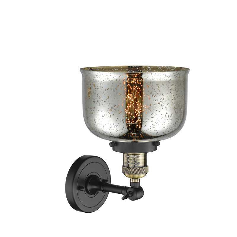 Handley Glass Semi Flush Mount, No Bulb Included, Black Antique Brass, Silver Mercury