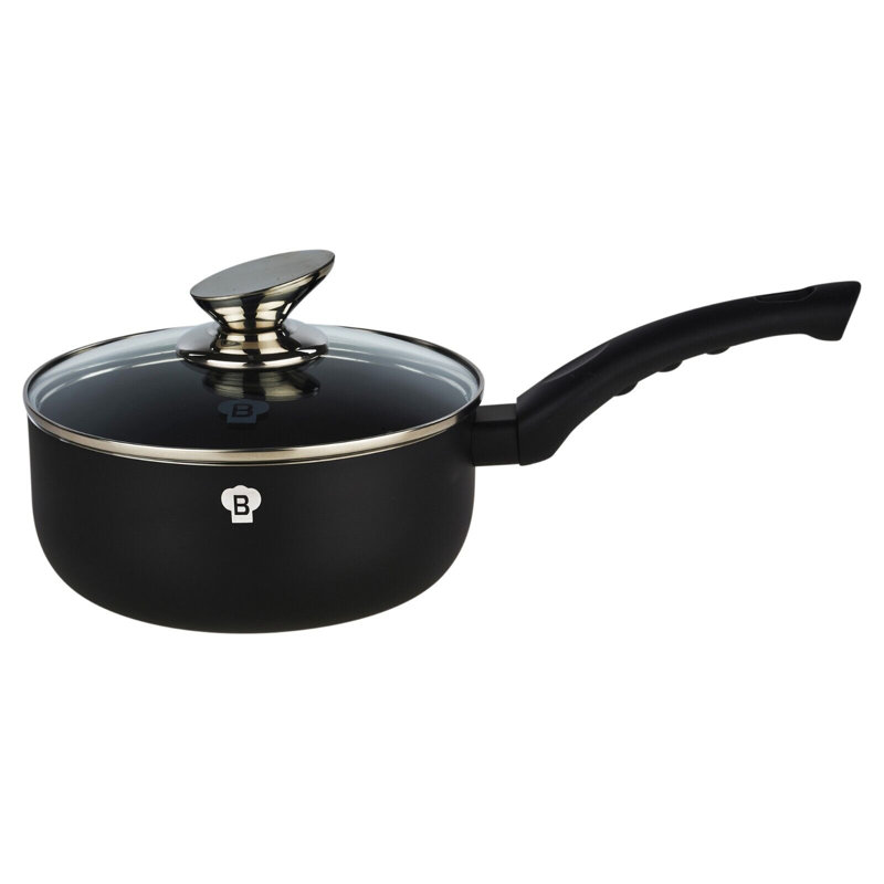 6 - Piece Non-Stick Aluminum Cookware Set, Matt Black
