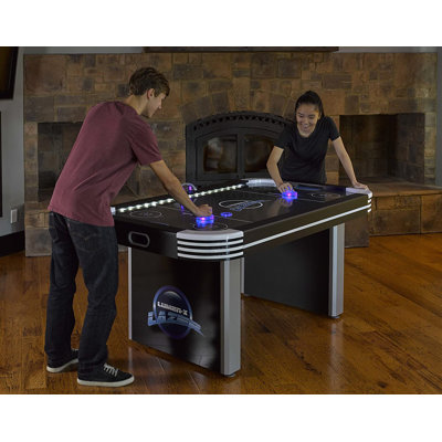 Table de hockey sur coussin d'air Triumph Lumen-X Lazer - 72 pouces de hockey sur coussin d'air lumineux à DEL avec rondelle brillante, marqueurs lumineux et pointage électronique - Jeu de style arcade pour les salles de jeux et de divertissement en famille
