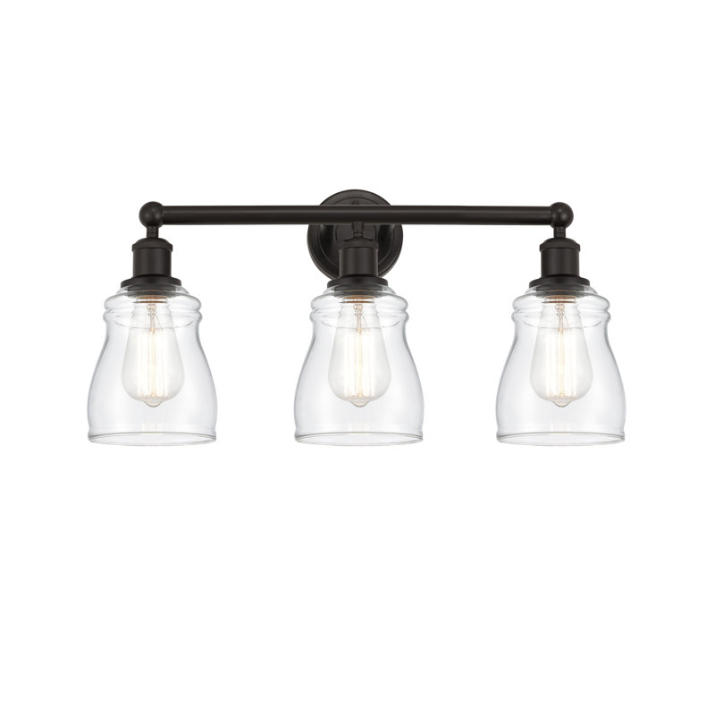 Éclairage pour meuble-lavabo à 3 lumières 22,75 po Mccarver, Transparent, Bronze huilé