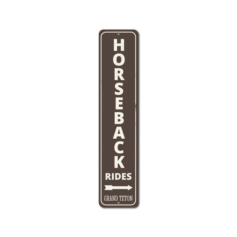Enseigne à cheval verticale en aluminium, H 4 po x l 18 po x P 0,04 po