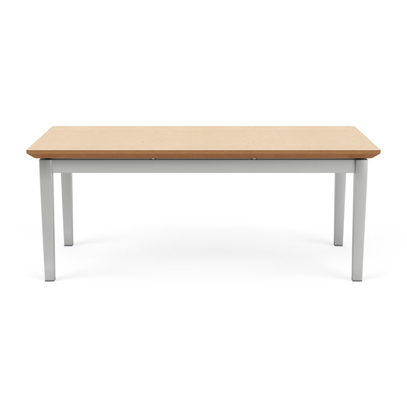 Lenox Steel Waiting Reception Coffee Table Metal Frame 40x20" High Pressure Laminate Top, Natural Maple, Silver