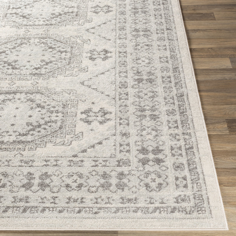Tapis oriental gris clair / gris moyen / kaki Benelva, Rectangle 6 pi 7 po x 9 pi