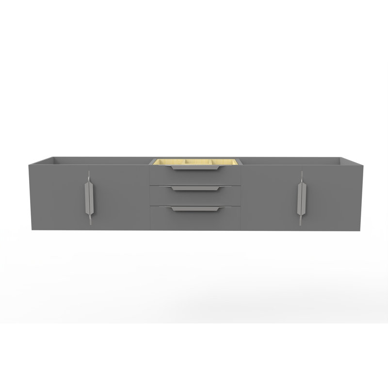Alpine 72'' Wall-Mounted Single Vanity Base Only, Grey/Brushed Nickel