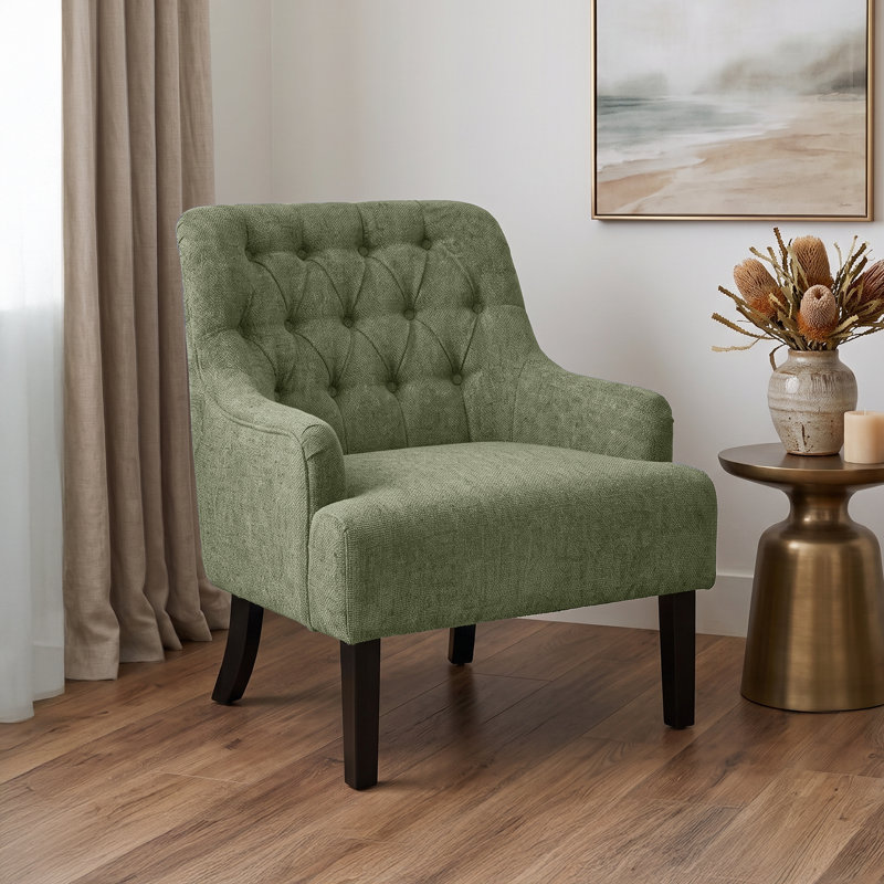 Lydia Upholstered Chenille Armchair, Green Chenille