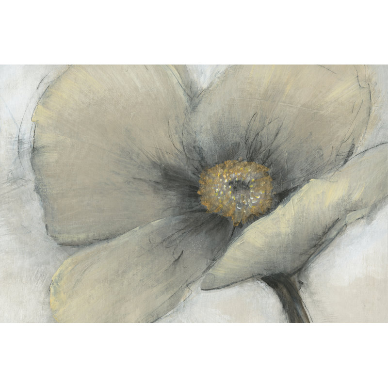 Single Cream Bloom I by Timothy O' Toole - Painting, 20cm H x 30cm W, Black Floater Framed