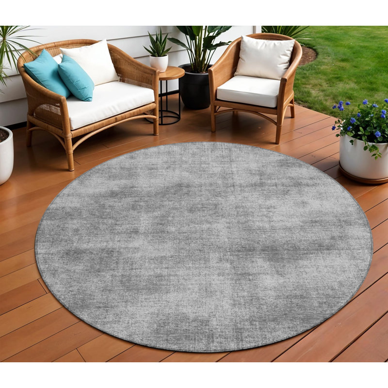 Tapis d'intérieur rond lavable intérieur gris 8 pi HomeRoots