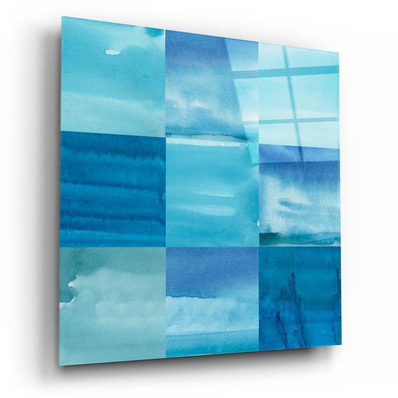  «Blue Jean Blues 2» par Alicia Longley, art mural en verre acrylique, 12 po x 12 po