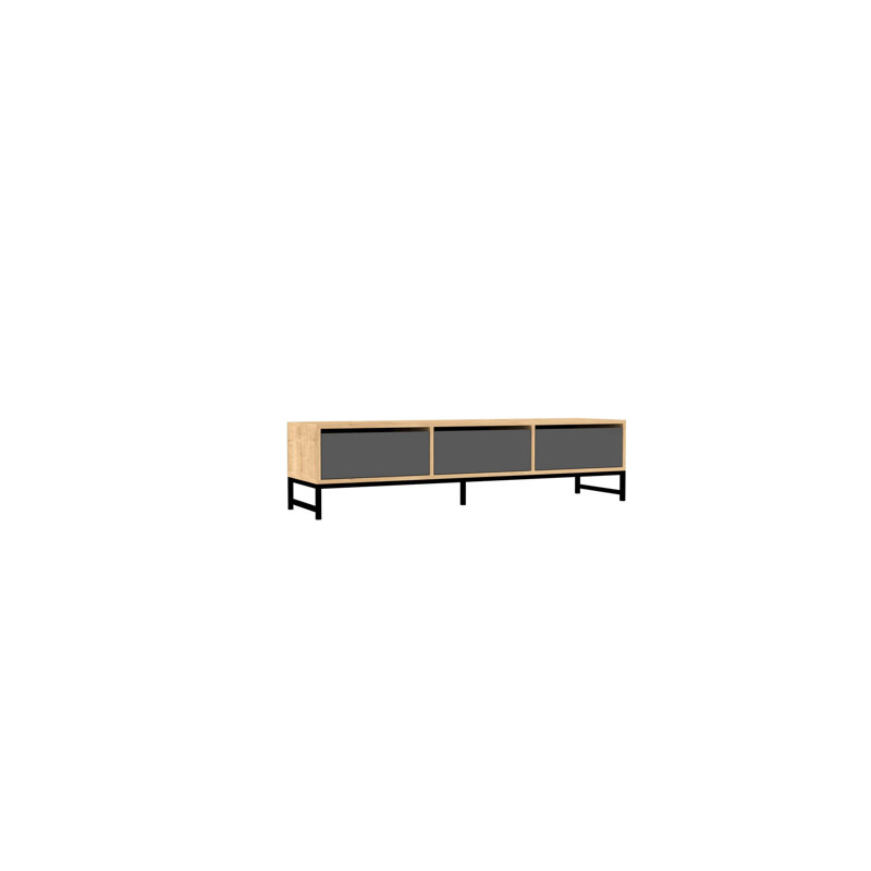 Meuble télé industriel avec structure en métal, finition saphir et noir, 63,0 po x 15,7 po x 15,7 po | 100% panneau de particules enduit de mélamine, épaisseur: 0,7 pouce | Conception élégante et durable pour les salons modernes