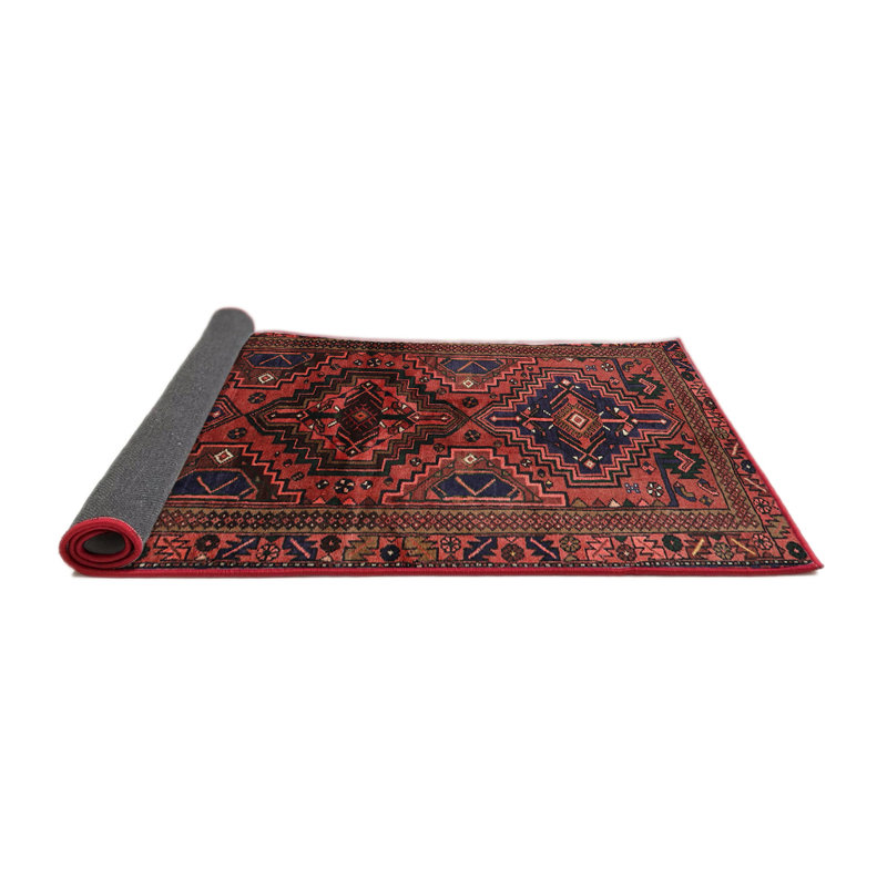 Tapis rouge / noir Southwestern, Rond 7 pi