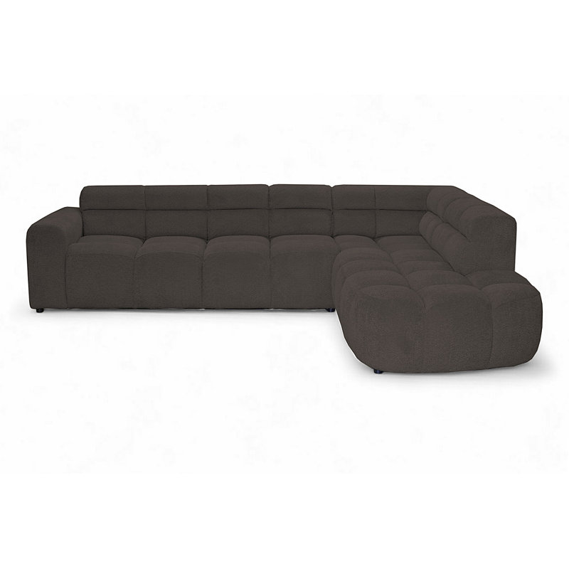 5 Seater Corner Sectional, Brown, Right Hand Facing