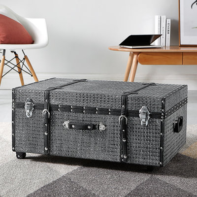 Texture Brand Designer Trunk with Wheels - Woven Rattan