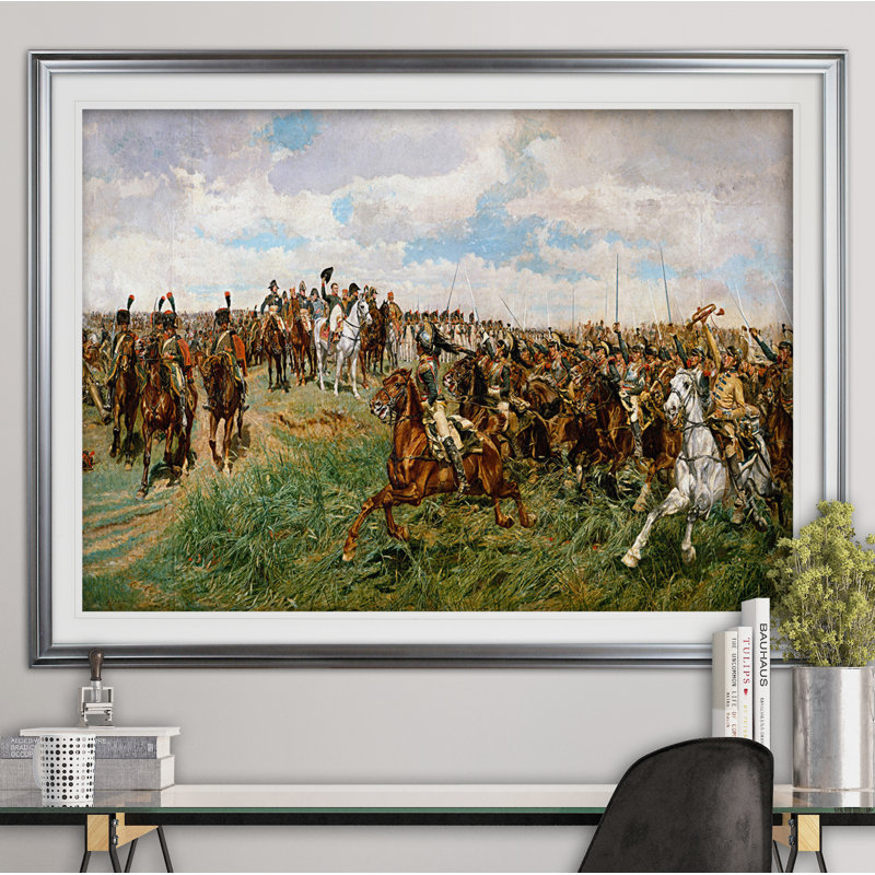 « bataille of friedland », reproduction d’impression en acrylique, argent, H 31 po x l 43 po x P 1,5 po