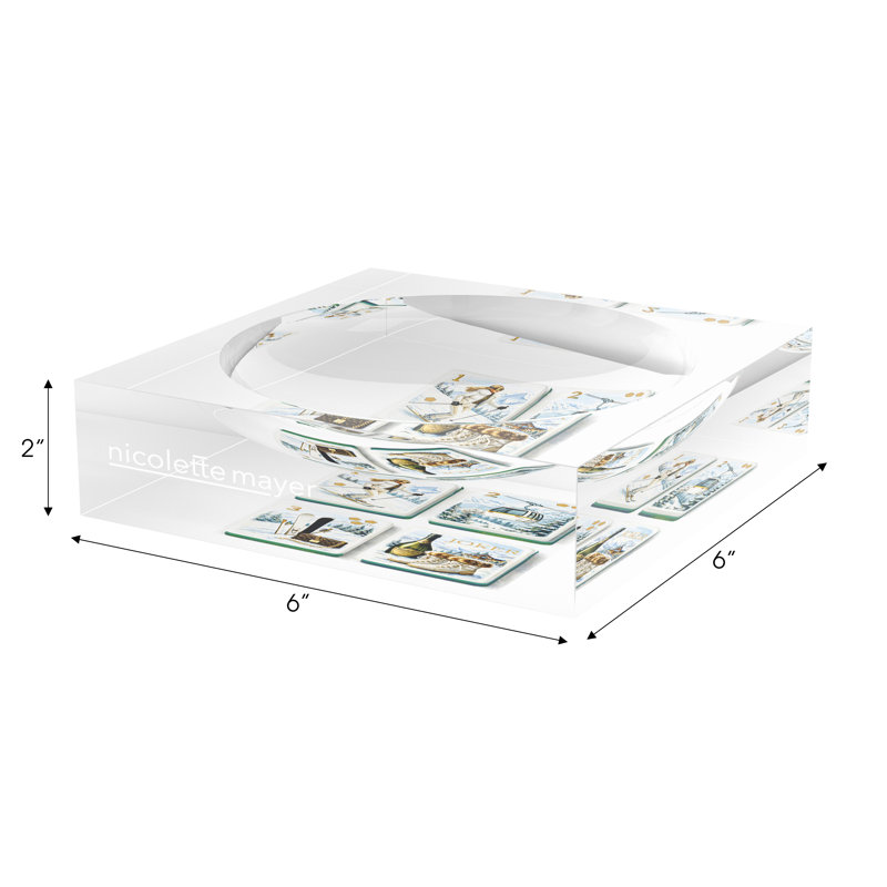 Mahjong Acrylic Decorative Tray, 6"W x 6"D x 2"H