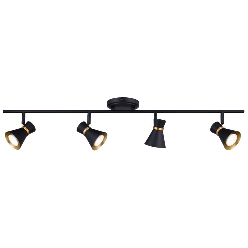 Aleezay 36'' 4 -Light Fixed Track Track Kit with Dimmable and Adjustable Head, Matte Black/Satin Brass