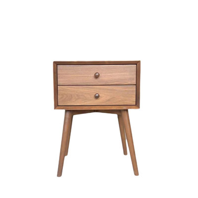 Table de chevet 24 po en noyer massif à 2 tiroirs 24 po