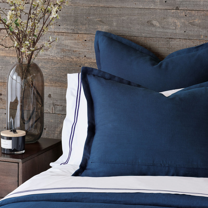 Resort Linen Program 100% Linen Zip Sham, Euro, Breeze Indigo