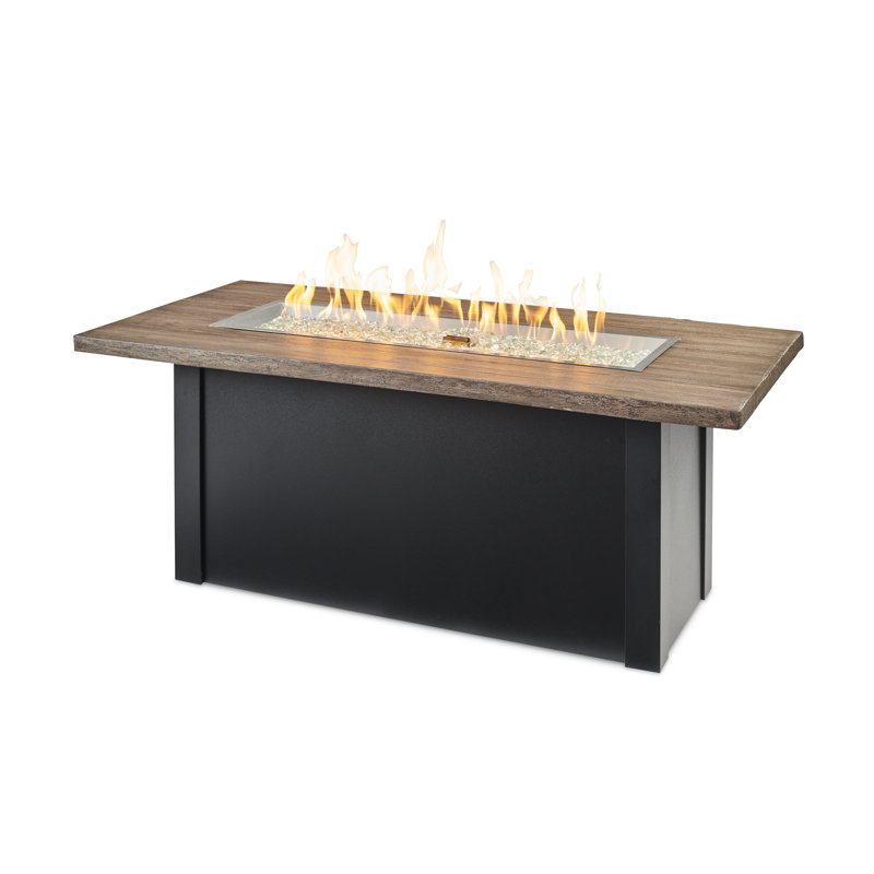 Havenwood Rectangle Smokeless Fire Pit Table with Hidden Fuel Tank, Black 