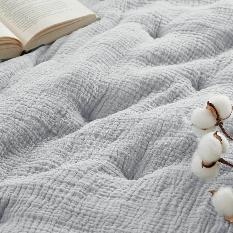 Ensemble de courtepointe 3 pièces en coton brodé double / grand, bleu, Blue, Full/Queen Sheet Set with 2 Additional Pieces