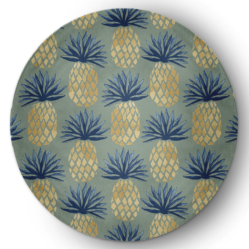 Folkert Chenille Floral Rug, Round 5'