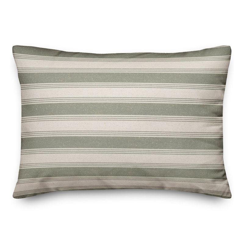 Striped Reversible Throw Pillow, Green
