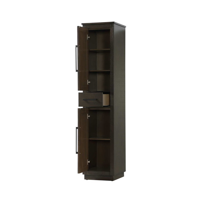Armoire de rangement pour salle de bain 16 po en chêne chocolat, 72" H x 16" W x 18" D, Chêne chocolat