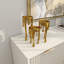 Gold Aluminum Metal Abstract Drip Decorative Candle Holder with Melting Designed Legs, Set of 3 12", 10", 8"H-69721441