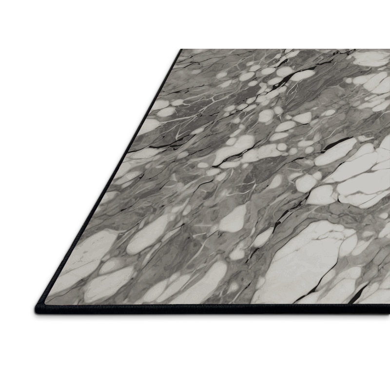 Tapis noir soyeux et moelleux, Rectangulaire 3 pi x 5 pi
