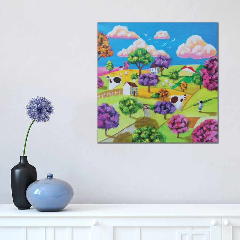 Flying A Kite by Gordon Bruce - Wrapped Canvas Print, 45.72 cm H x 45.72 cm W x 1.91 cm D