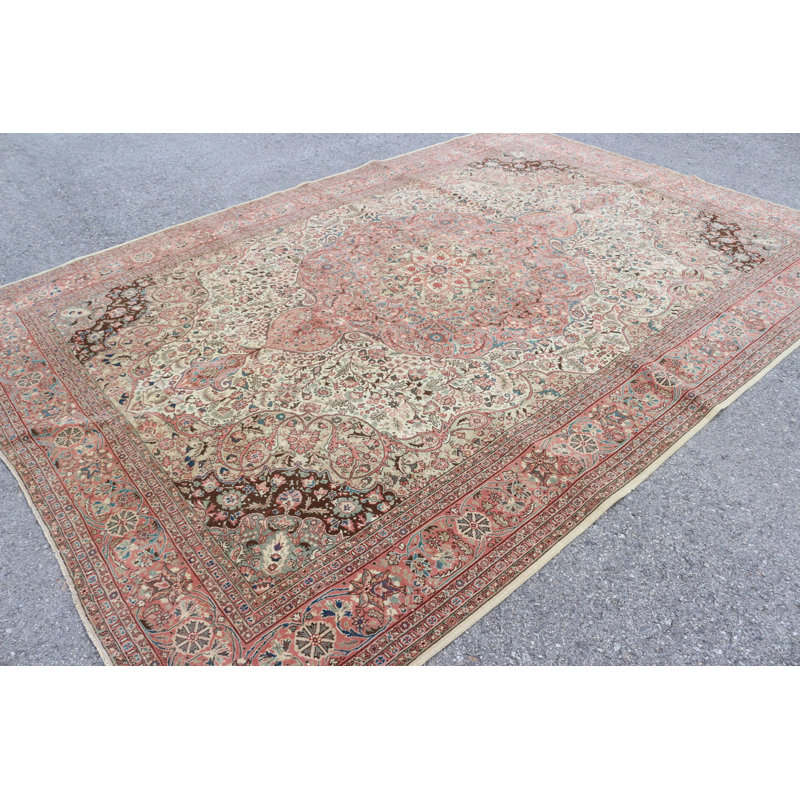 Tapis turc Oushak tissé à la main surdimensionné en rouge pour une esthétique maison d'inspiration rétro