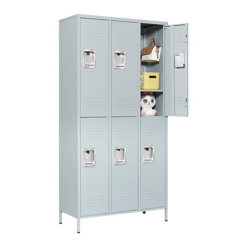 35,5 pouces de large casier en métal avec 6 compartiments, gris