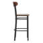 Tabouret de bar commercial en métal avec siège en bois et dossier Boomerang-812724834