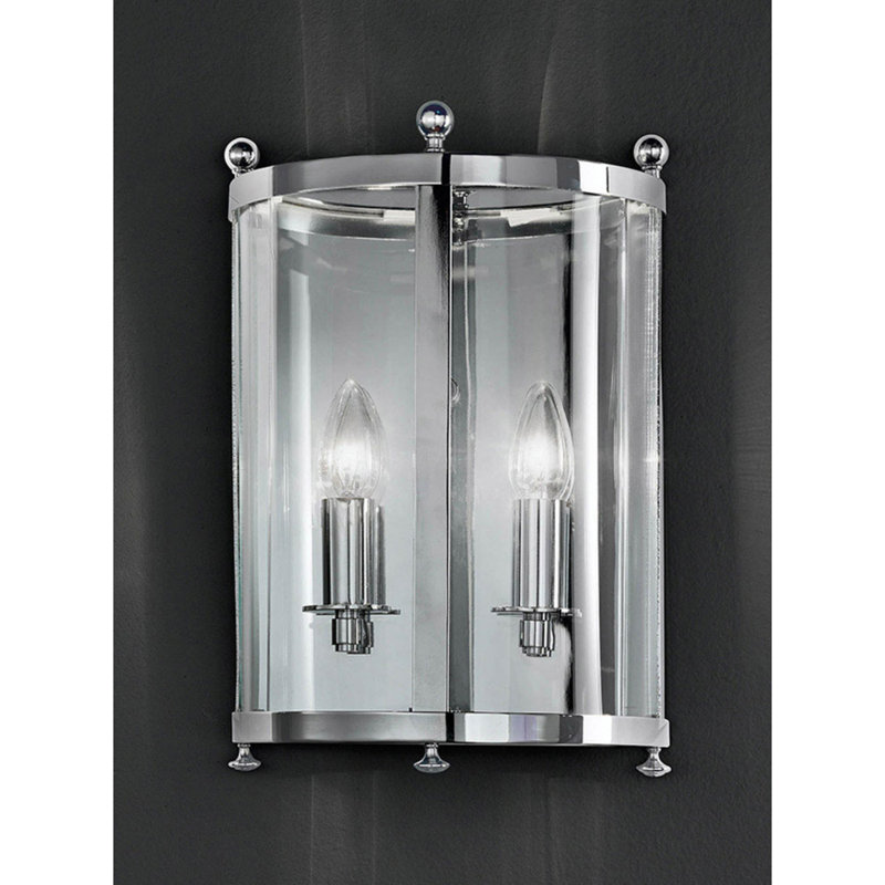 Jayro Flush Mounted Sconce, Chrome, Clear