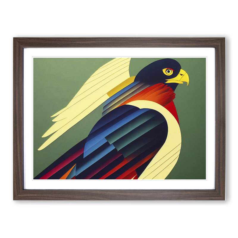 Abstract Eagle Bird Vol.1 - Framed Print, 46cm H x 64cm W x 2cm D, Walnut