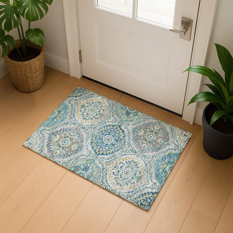 Premium Machine Washable Pinkston Panels Rug, Rectangle 1'8" x 2'6"
