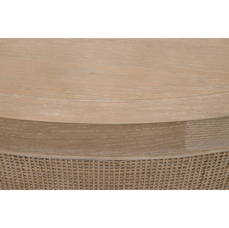 Gray Round Wood Lift-Top Coffee Table with Storage