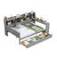 Lit de jour double en bois avec tablettes de rangement, lit multifonctionnel avec deux tiroirs de rangement et bureau d'étude, gris-895564881-895564882