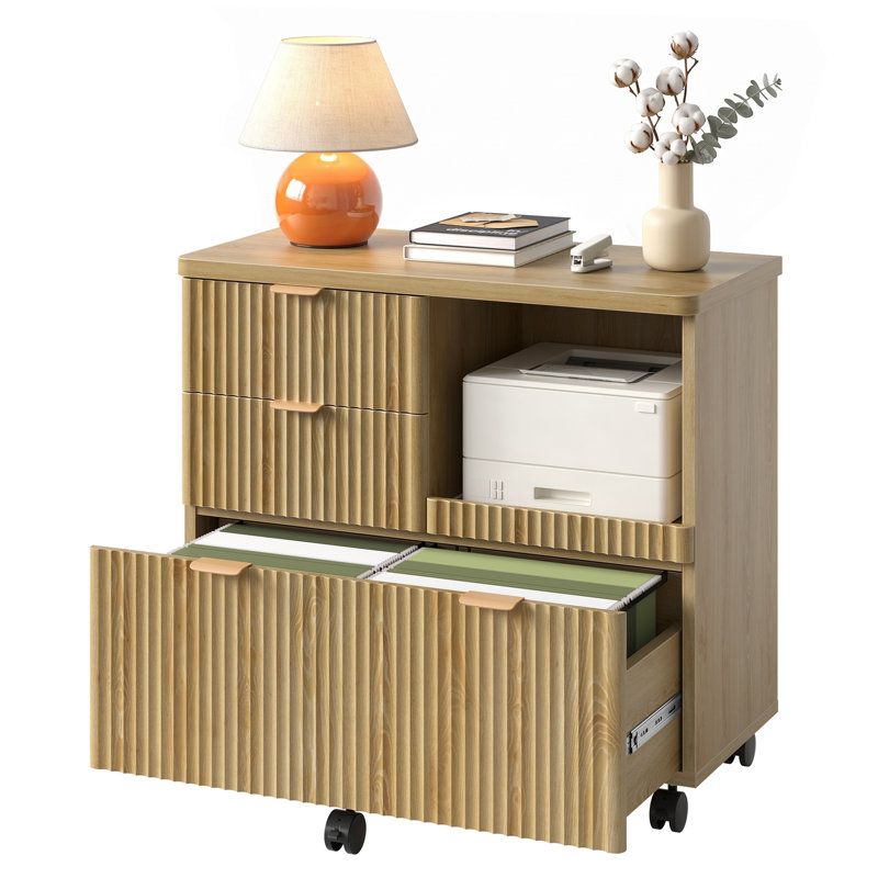 31.5cm Wide 4 -Drawer File Cabinet, Beige/Gold