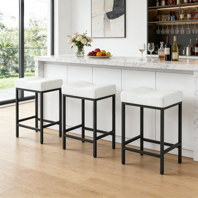 Tabourets de bar et de comptoir sans dossier Triplehorn, siège rembourré pour le confort, parfait pour la cuisine ou la salle à manger
