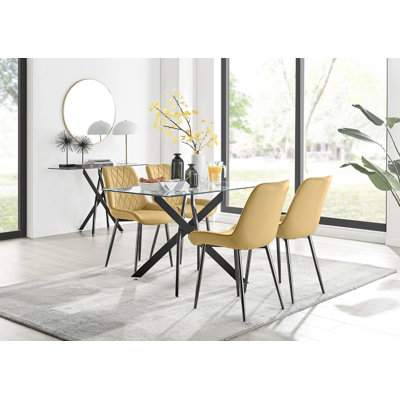 4 - Person Glass Top Pedestal Dining Set