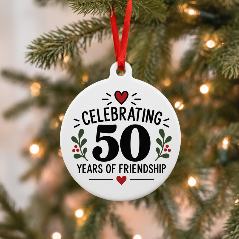 Ornement de Noël célébrant 50 ans d'amitié