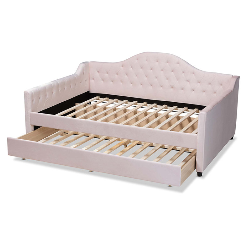 Lit de jour avec couchette Freya, Double, Rose clair