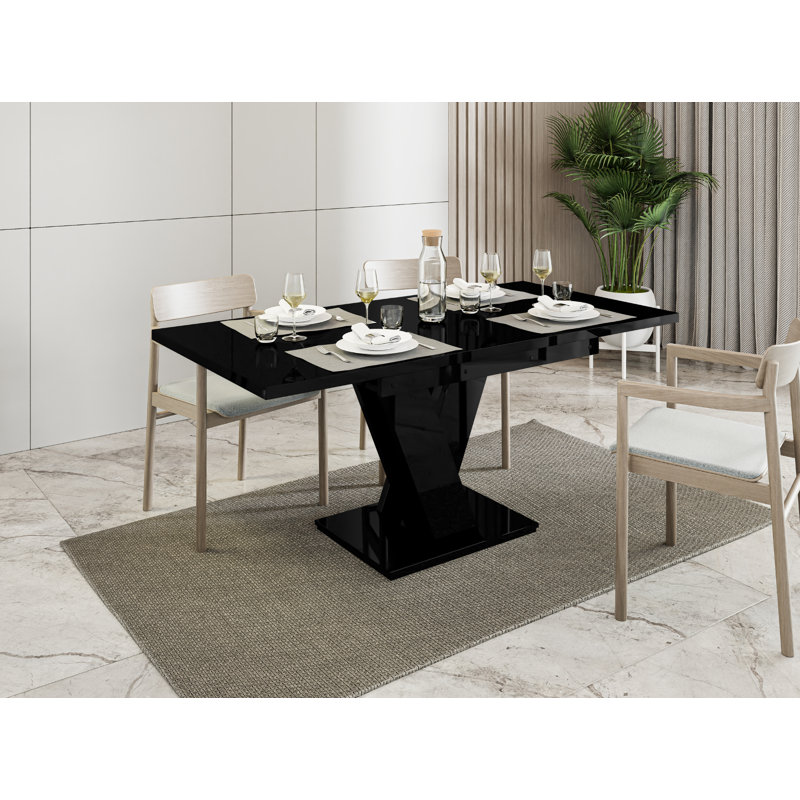 Extendable Dining Table, Black High Gloss