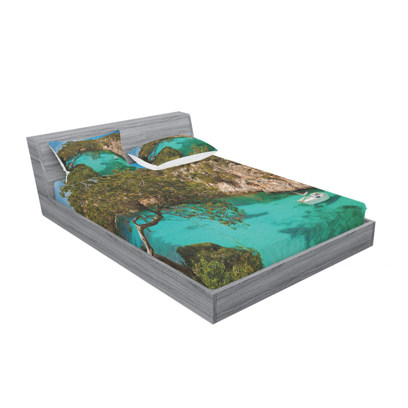 Petit jeu de draps flottant à Majorque, Espagne, Ensemble de drap pour grand lit avec drap-housse