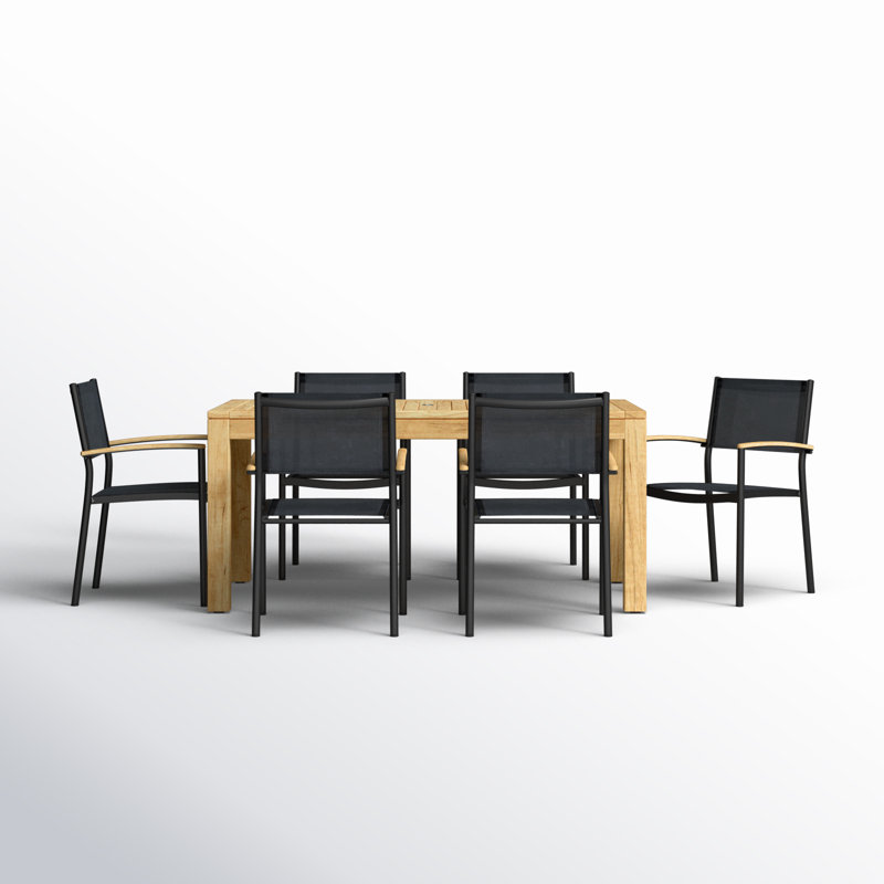 Anautica 6 - Person Teak Patio Dining Set with Rectangular Table
